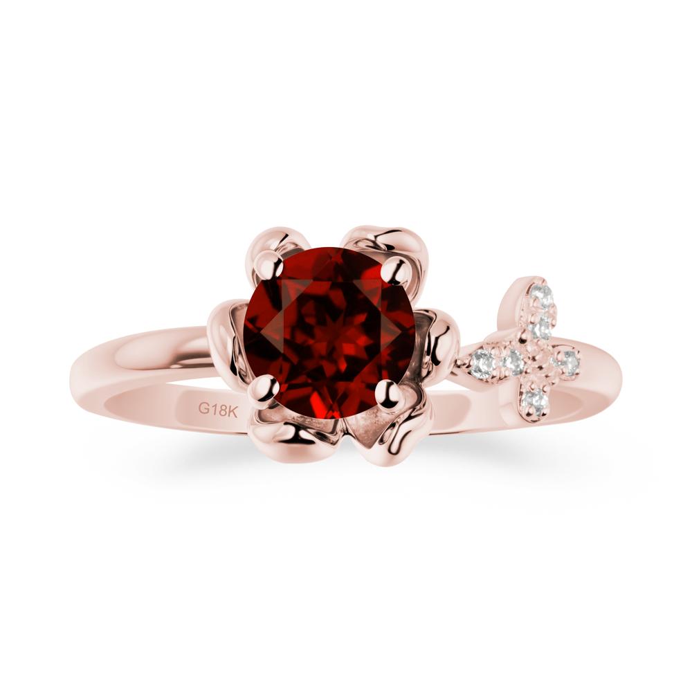 Round Garnet Petal Promise Ring - LUO Jewelry #metal_18k rose gold
