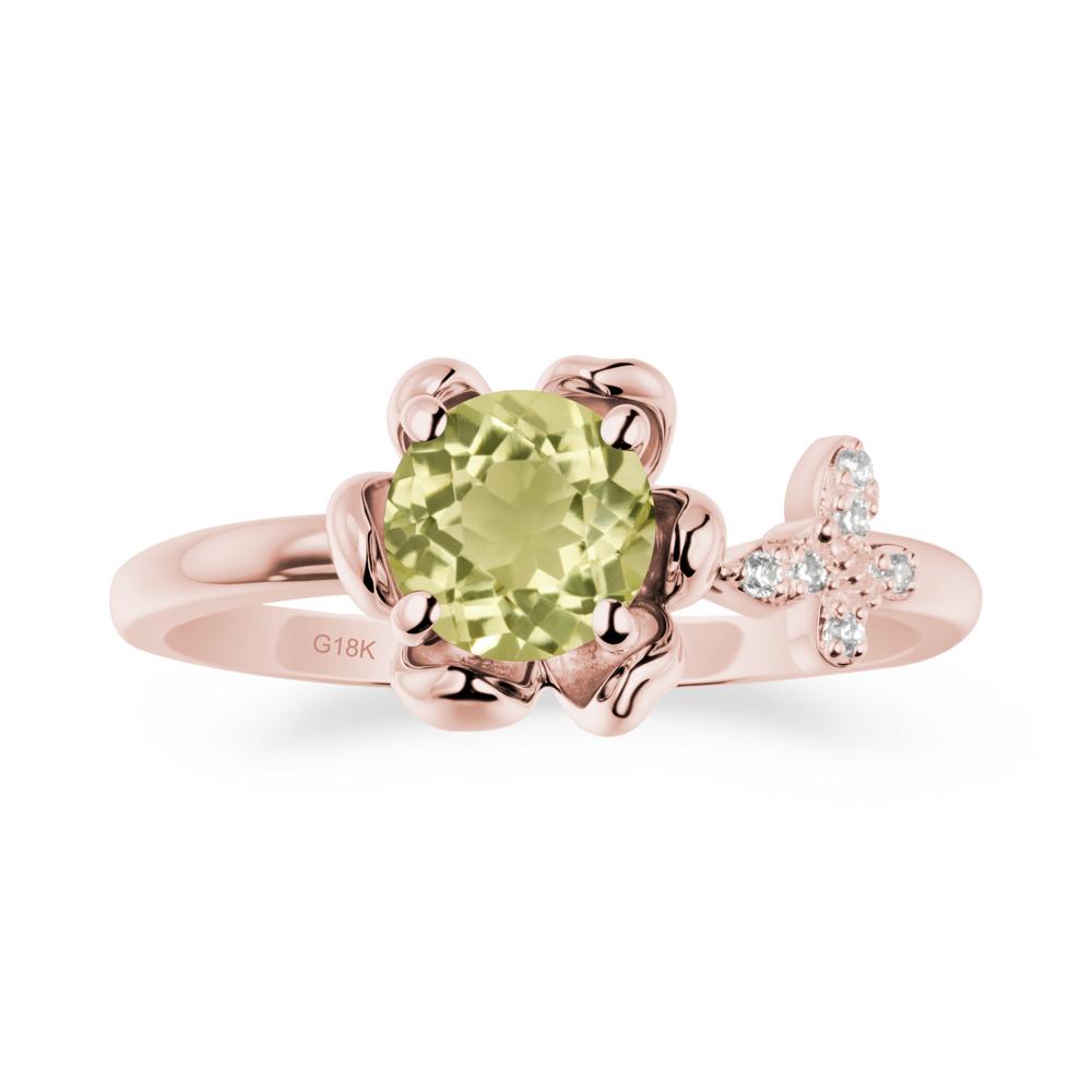 Round Lemon Quartz Petal Promise Ring - LUO Jewelry #metal_18k rose gold