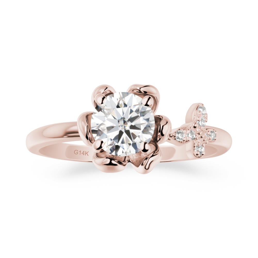 Round Moissanite Petal Halo Ring - LUO Jewelry #metal_14k rose gold