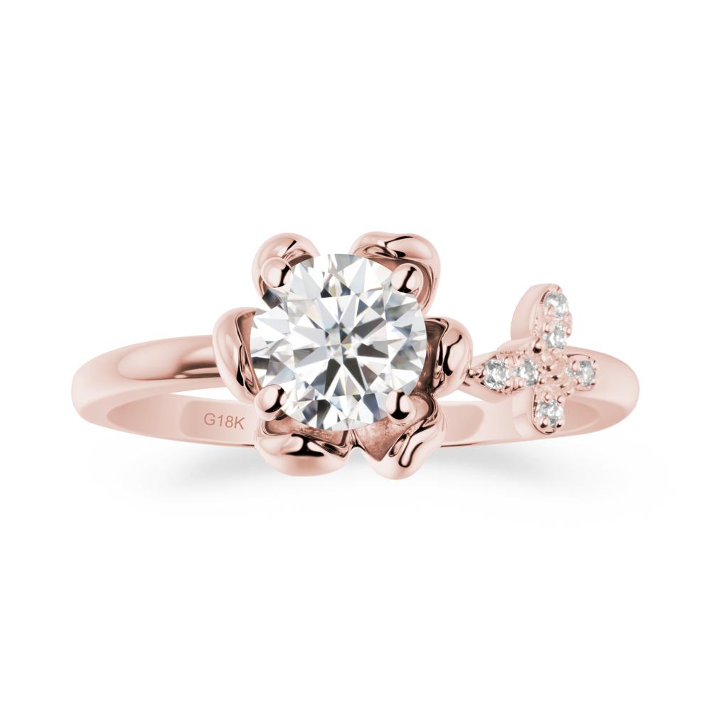 Round Moissanite Petal Halo Ring - LUO Jewelry #metal_18k rose gold