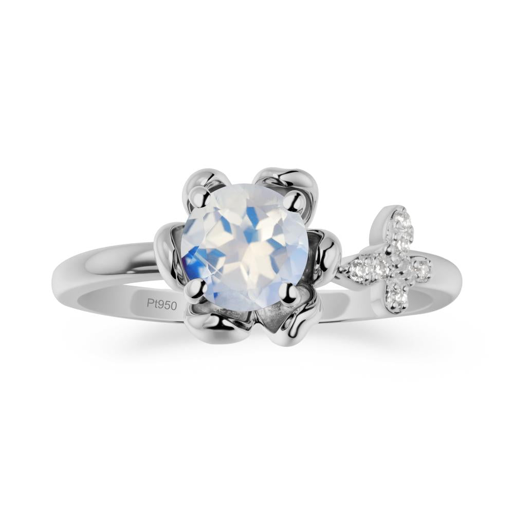 Round Moonstone Petal Promise Ring - LUO Jewelry #metal_platinum