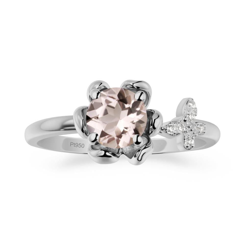 Floral Inspired Morganite Ring with Butterfly - LUO Jewelry #metal_platinum