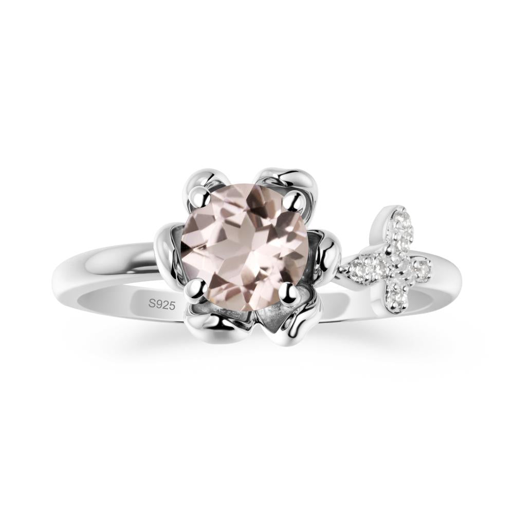 Floral Inspired Morganite Ring with Butterfly - LUO Jewelry #metal_sterling silver