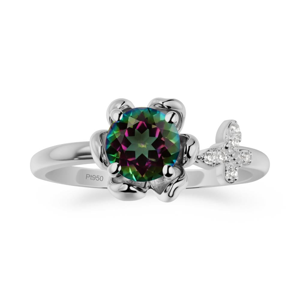Round Mystic Topaz Petal Halo Ring - LUO Jewelry #metal_platinum
