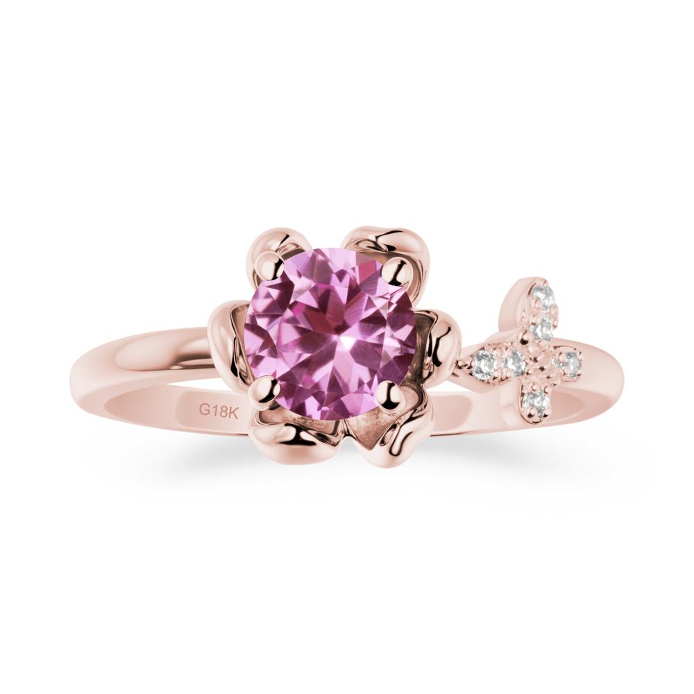 Round Pink Sapphire Petal Promise Ring - LUO Jewelry #metal_18k rose gold