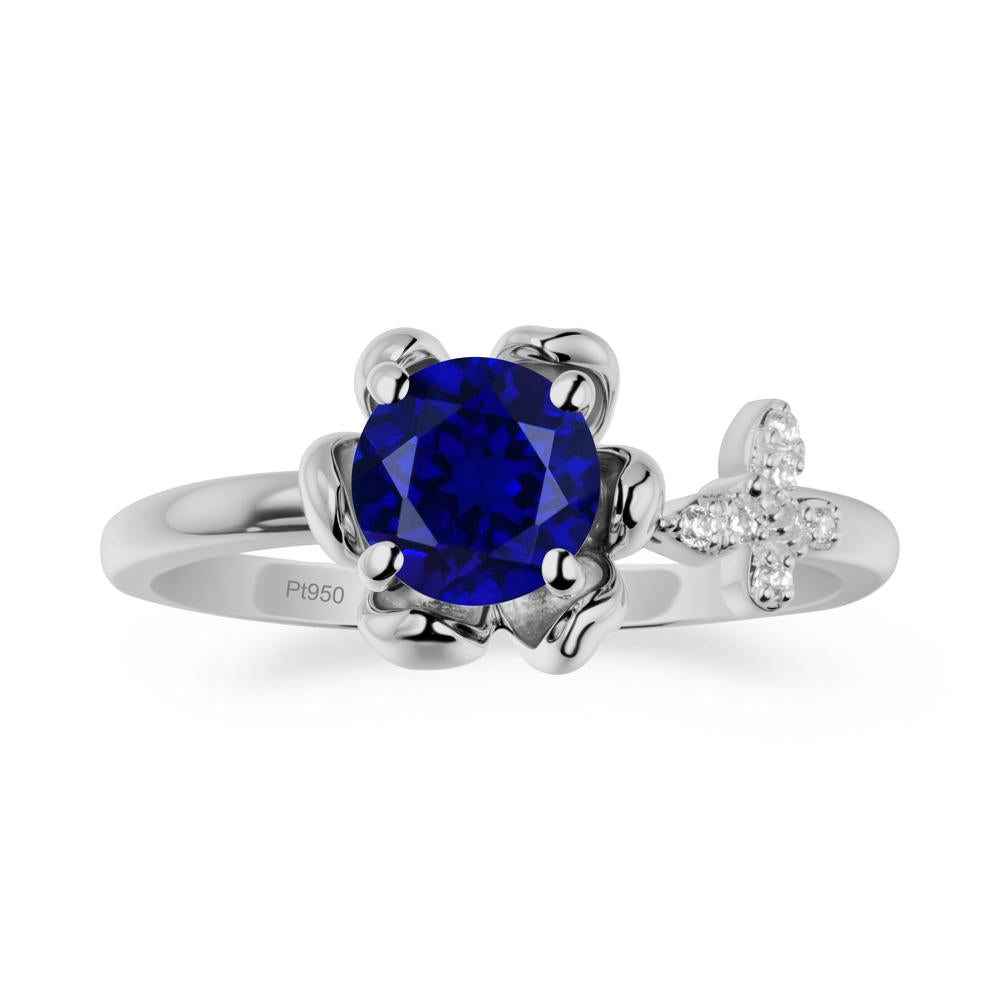 Round Sapphire Petal Promise Ring - LUO Jewelry #metal_platinum
