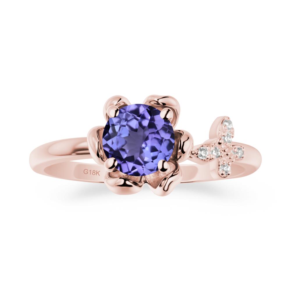 Round Tanzanite Petal Promise Ring - LUO Jewelry #metal_18k rose gold