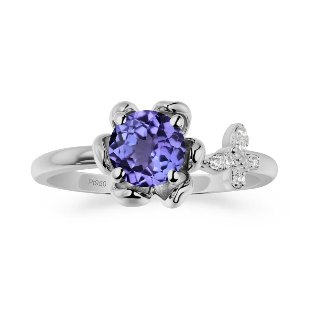 Round Tanzanite Petal Promise Ring - LUO Jewelry #metal_platinum