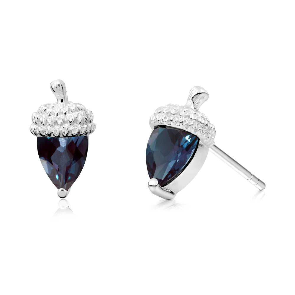 Pear Cut Alexandrite Acorn Stud Earrings - LUO Jewelry #metal_14k white gold