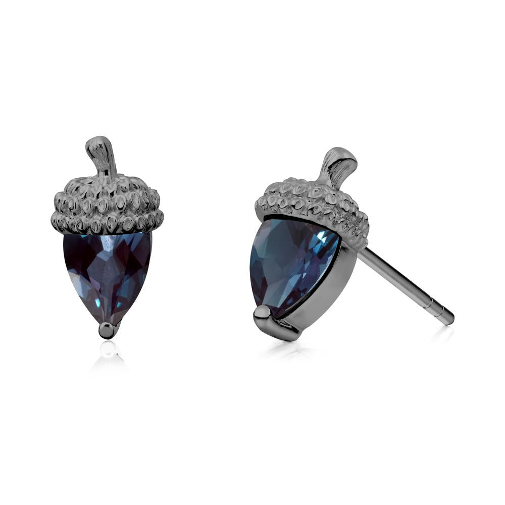 Pear Cut Alexandrite Acorn Stud Earrings - LUO Jewelry #metal_black finish sterling silver