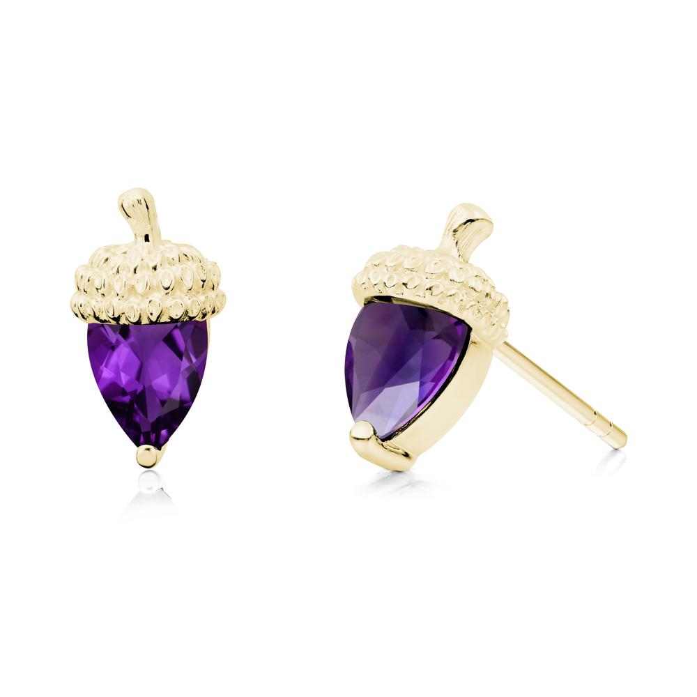 Pear Cut Amethyst Acorn Stud Earrings - LUO Jewelry #metal_18k yellow gold