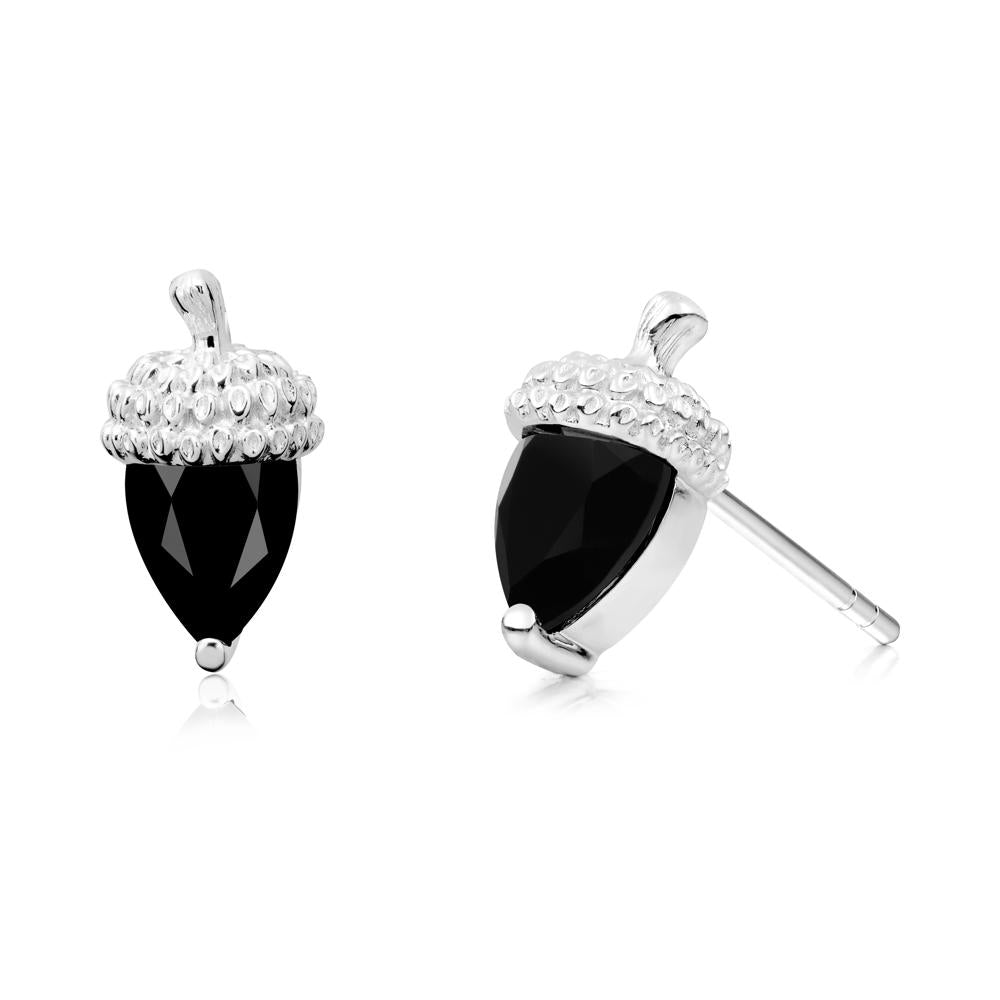 Pear Cut Black Spinel Acorn Stud Earrings - LUO Jewelry #metal_sterling silver