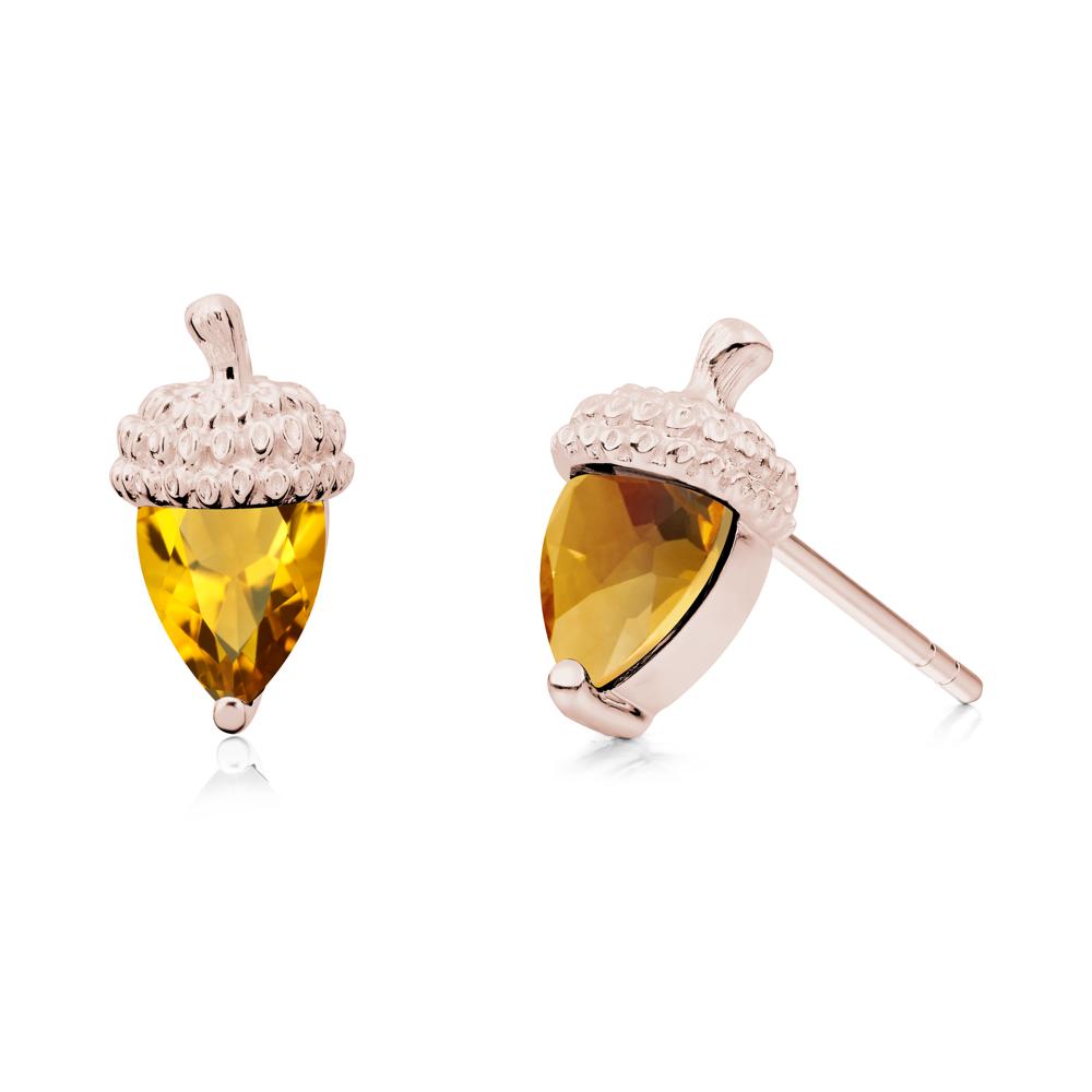 Pear Cut Citrine Acorn Stud Earrings - LUO Jewelry #metal_14k rose gold