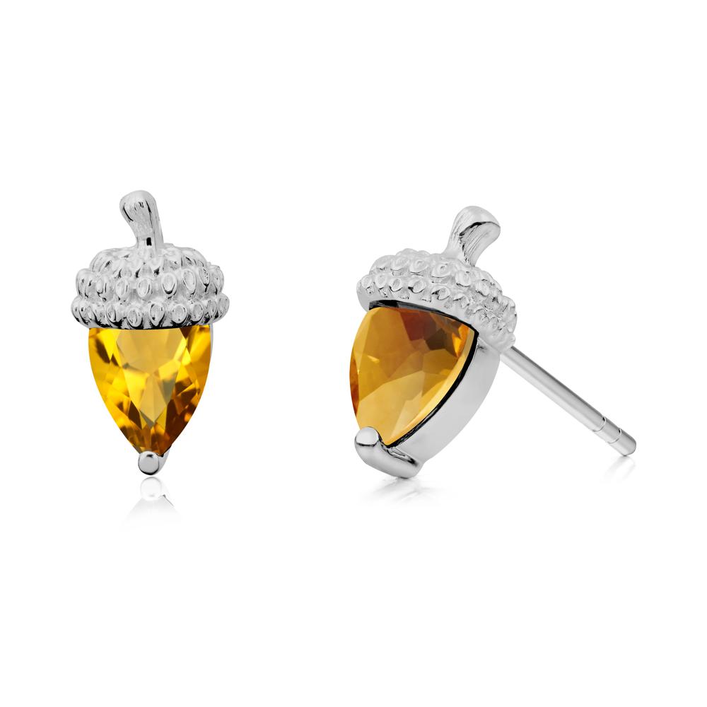 Pear Cut Citrine Acorn Stud Earrings - LUO Jewelry #metal_platinum