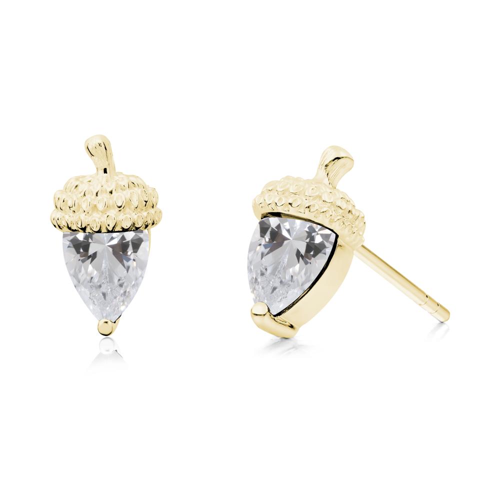Pear Cut Cubic Zirconia Acorn Stud Earrings - LUO Jewelry #metal_18k yellow gold