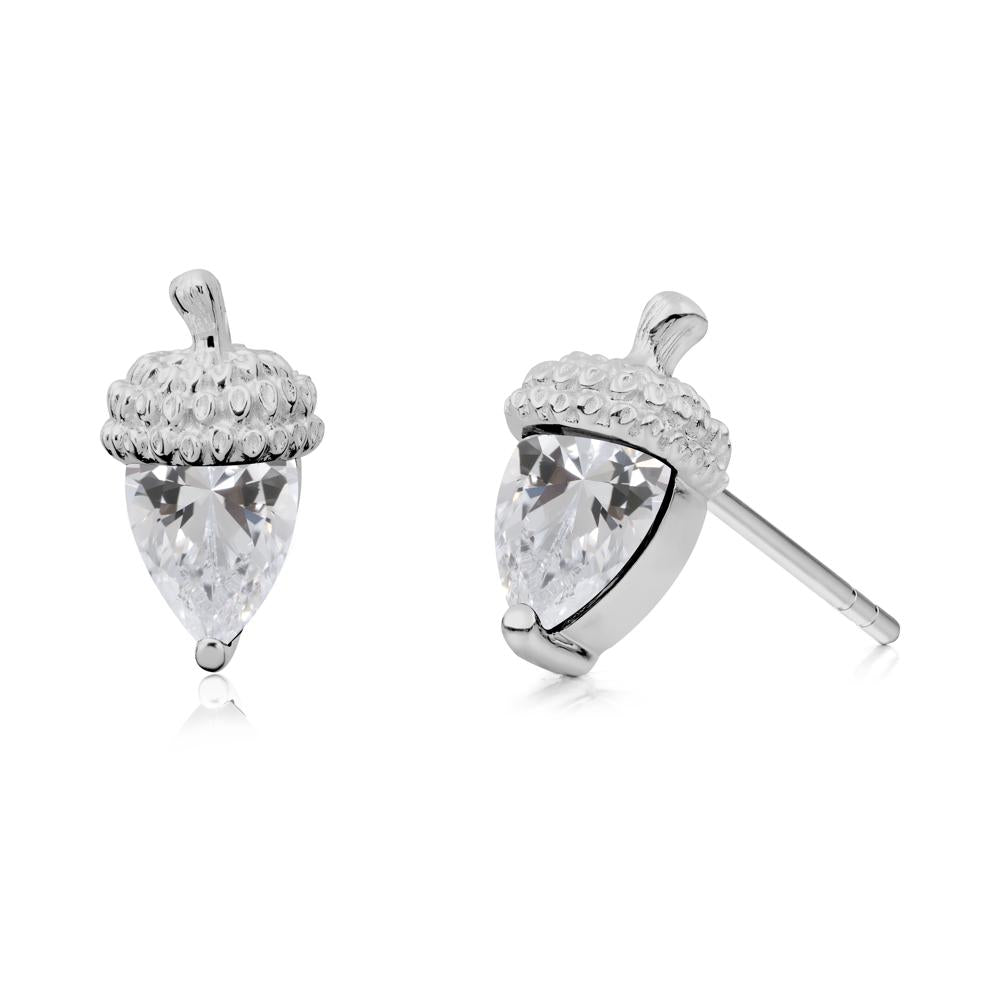 Pear Cut Cubic Zirconia Acorn Stud Earrings - LUO Jewelry #metal_platinum