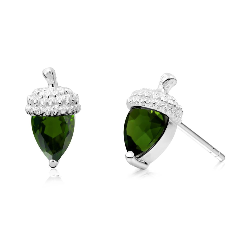 Diopside Acorn Earrings - LUO Jewelry #metal_14k white gold