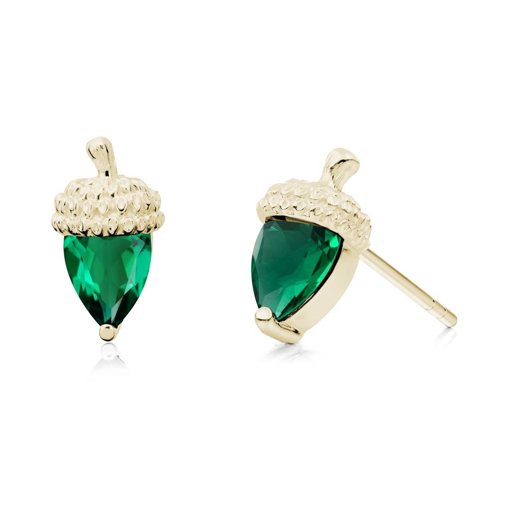 Emerald Acorn Earrings - LUO Jewelry #metal_14k yellow gold