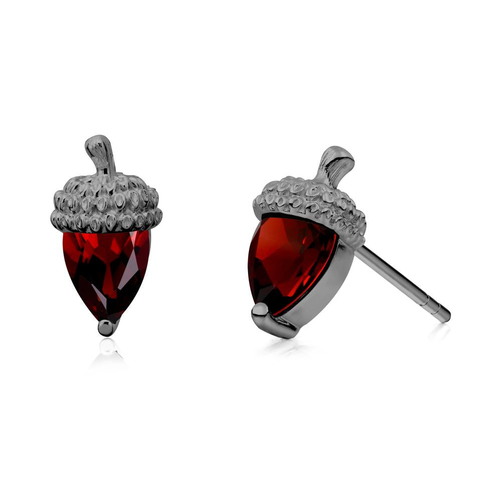 Garnet Acorn Earrings - LUO Jewelry #metal_black finish sterling silver