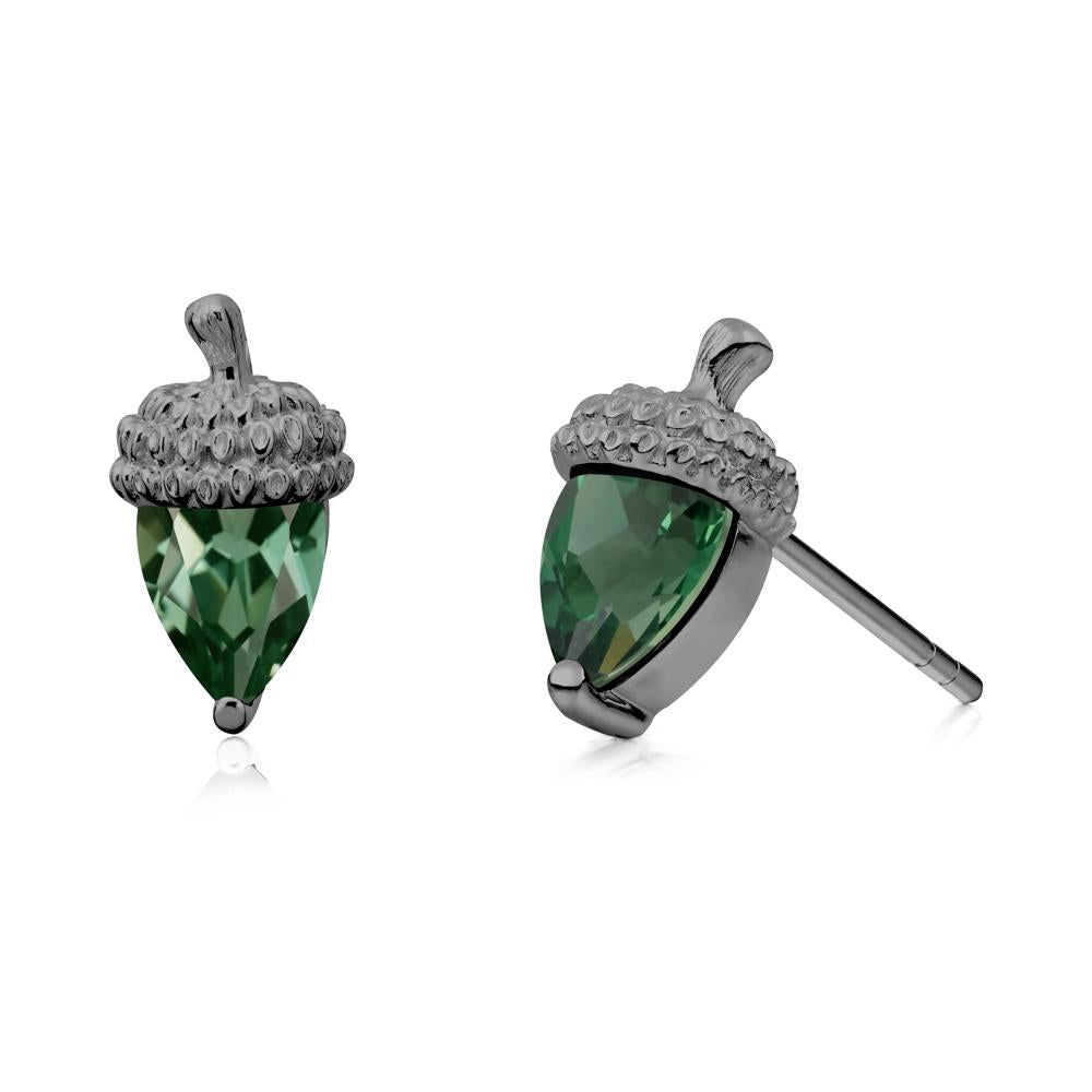 Pear Cut Green Sapphire Acorn Stud Earrings - LUO Jewelry #metal_black finish sterling silver