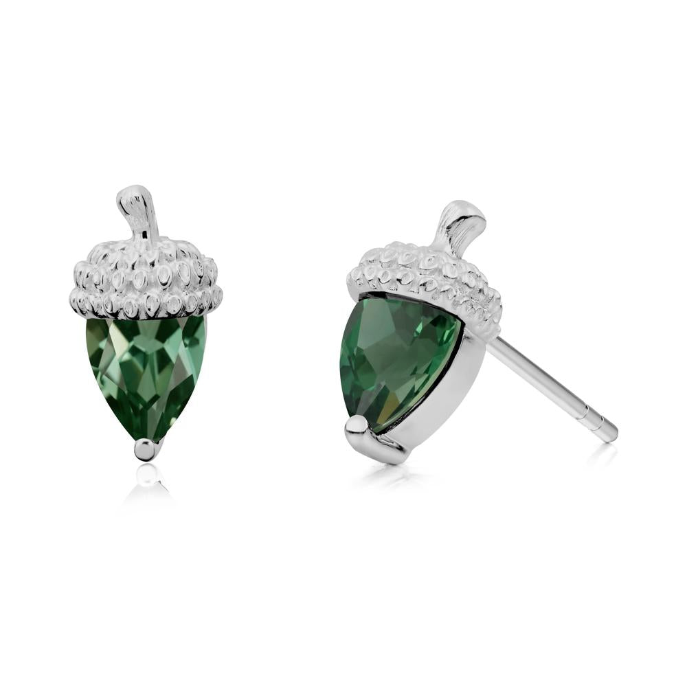 Pear Cut Green Sapphire Acorn Stud Earrings - LUO Jewelry #metal_platinum