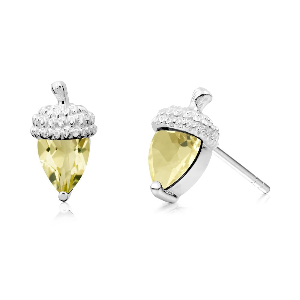 Pear Cut Lemon Quartz Acorn Stud Earrings - LUO Jewelry #metal_18k white gold