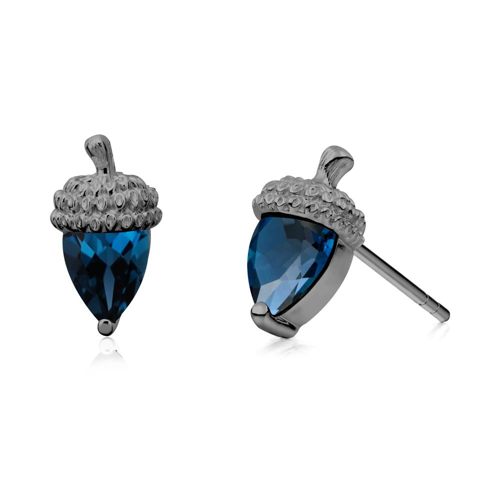 Pear Cut London Blue Topaz Acorn Stud Earrings - LUO Jewelry #metal_black finish sterling silver