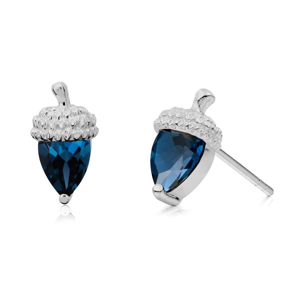 Pear Cut London Blue Topaz Acorn Stud Earrings - LUO Jewelry #metal_platinum