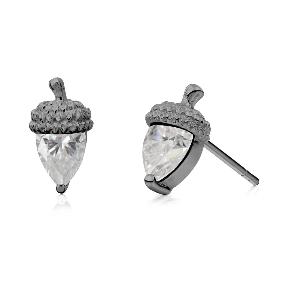 Moissanite Acorn Earrings - LUO Jewelry #metal_black finish sterling silver