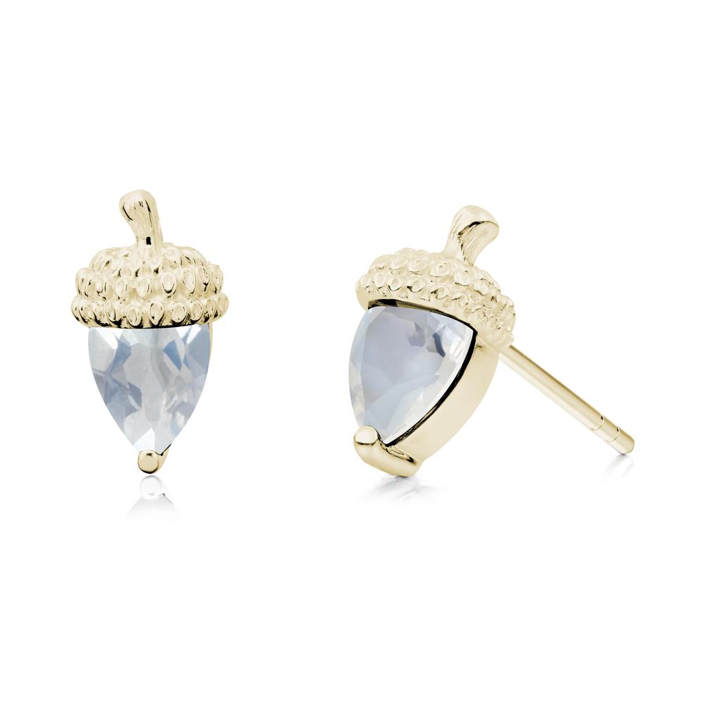 Pear Cut Moonstone Acorn Stud Earrings - LUO Jewelry #metal_14k yellow gold