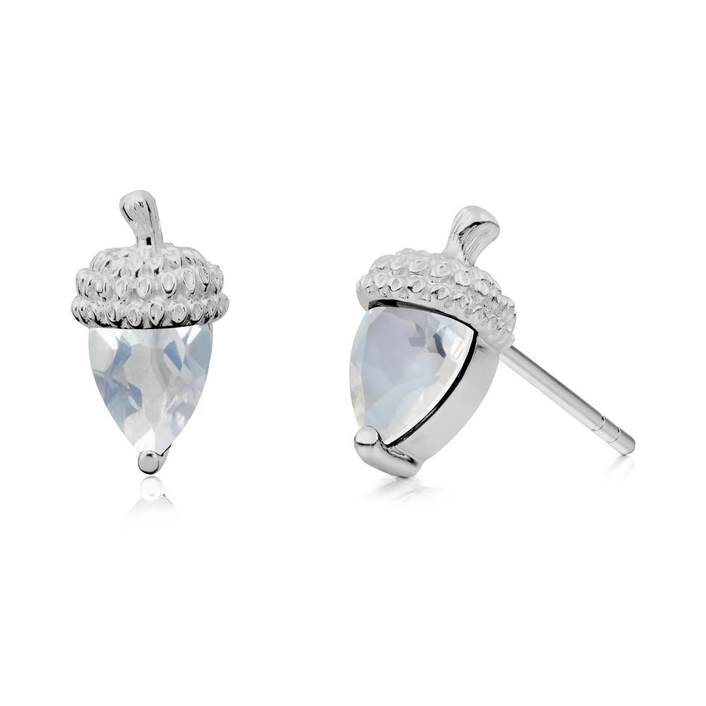 Pear Cut Moonstone Acorn Stud Earrings - LUO Jewelry #metal_platinum