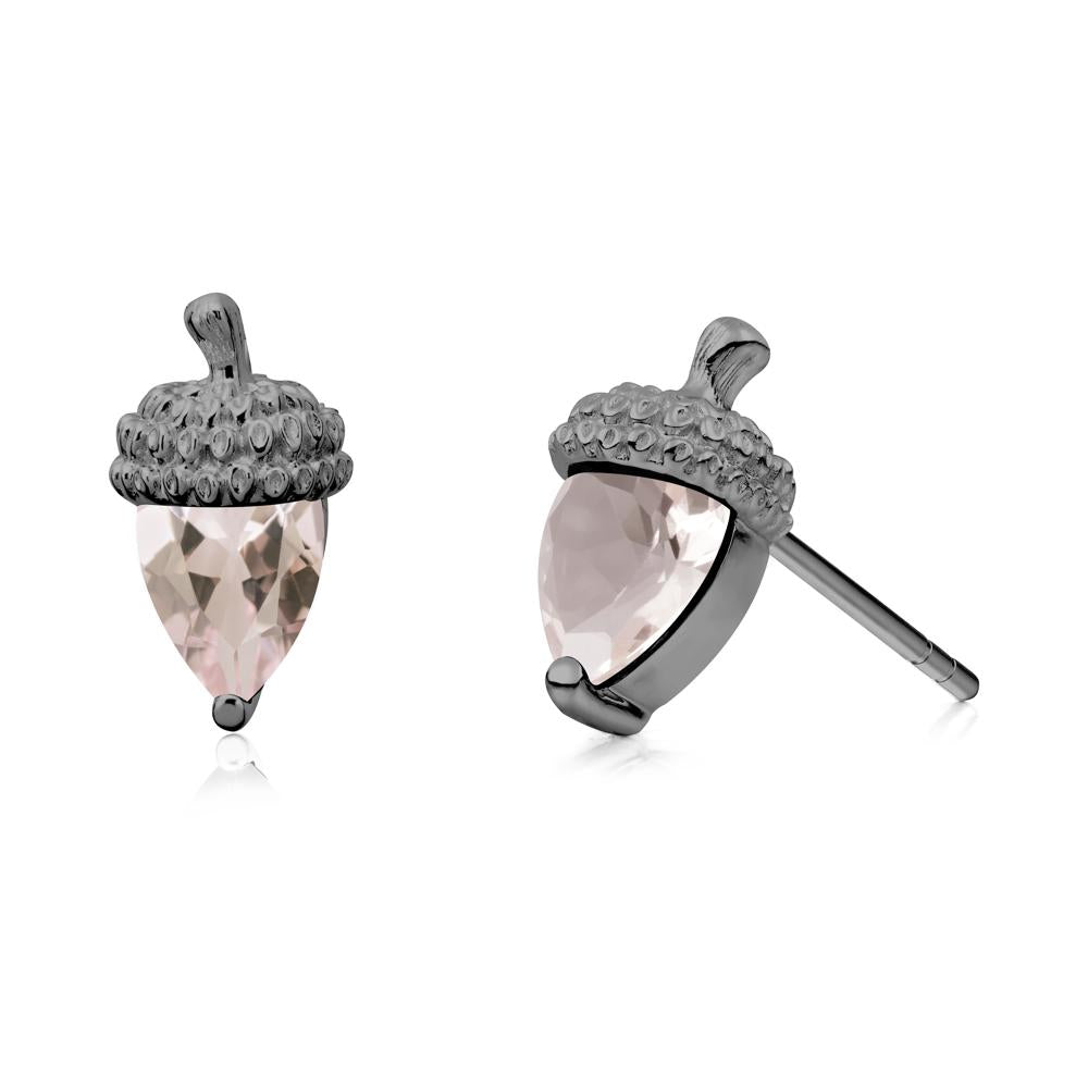 Morganite Acorn Earrings - LUO Jewelry #metal_black finish sterling silver