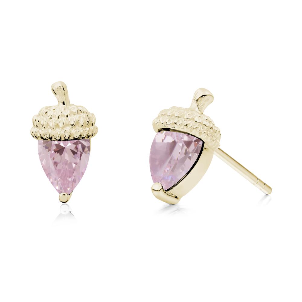 Pink Cubic Zirconia Acorn Earrings - LUO Jewelry #metal_14k yellow gold