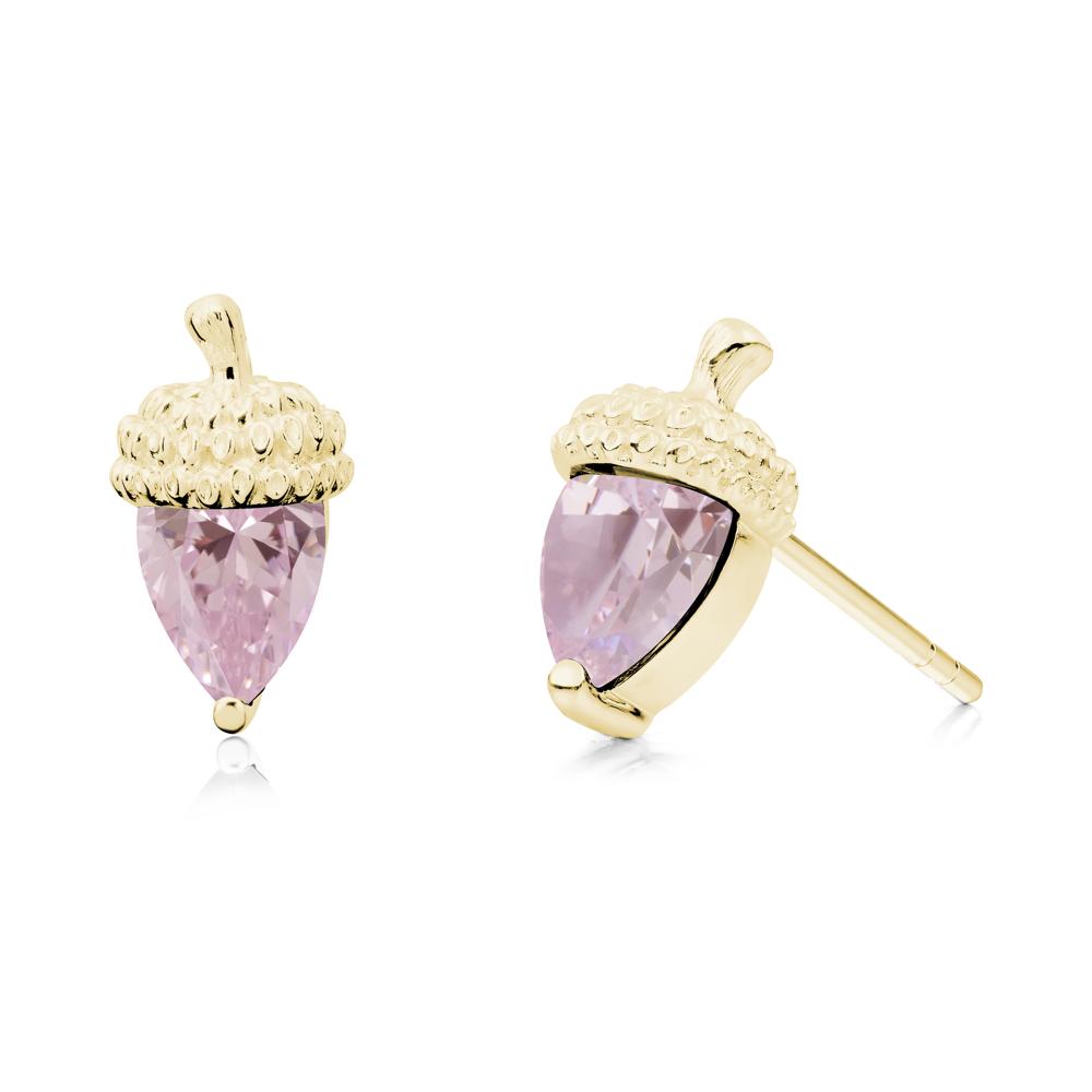 Pink Cubic Zirconia Acorn Earrings - LUO Jewelry #metal_18k yellow gold