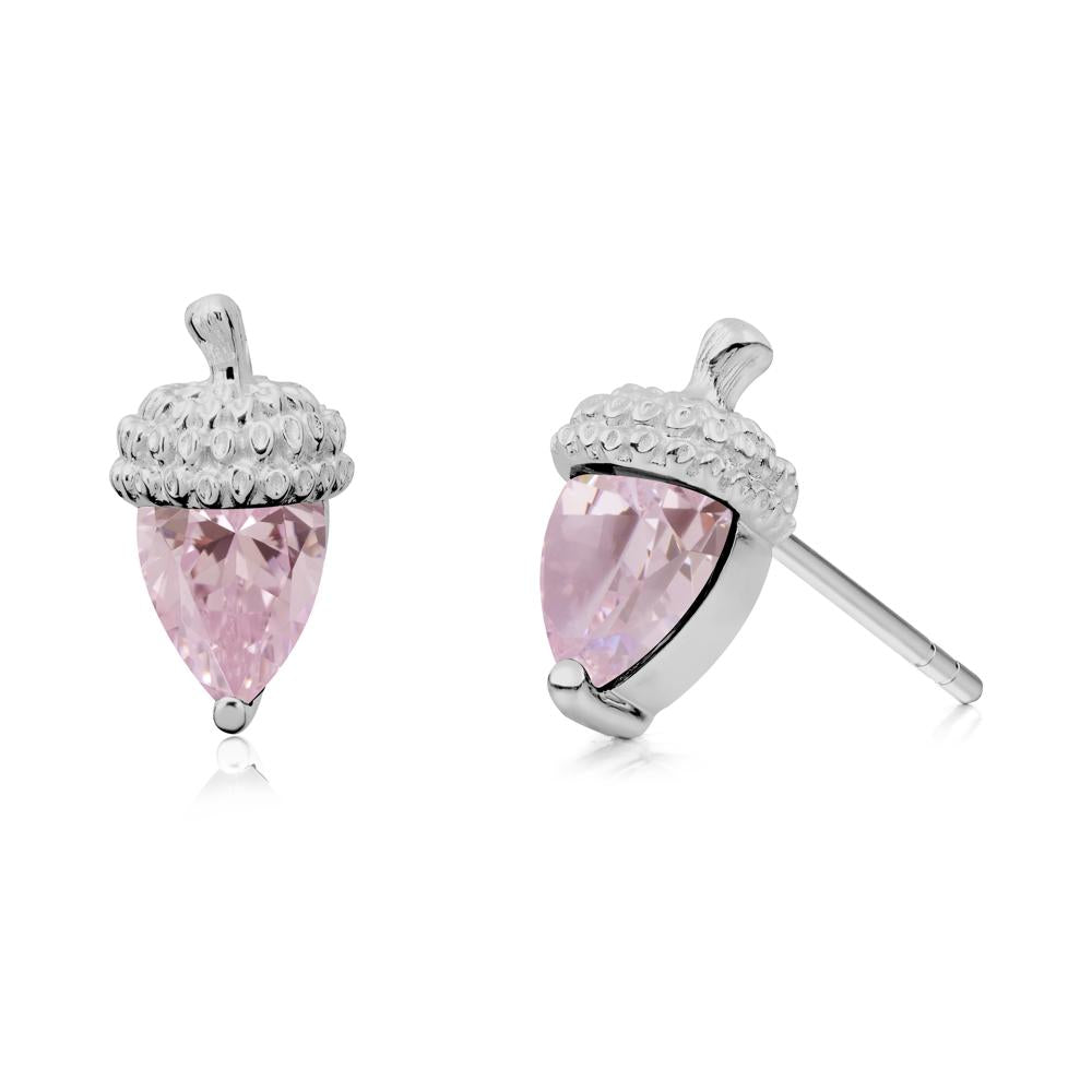 Pink Cubic Zirconia Acorn Earrings - LUO Jewelry #metal_platinum