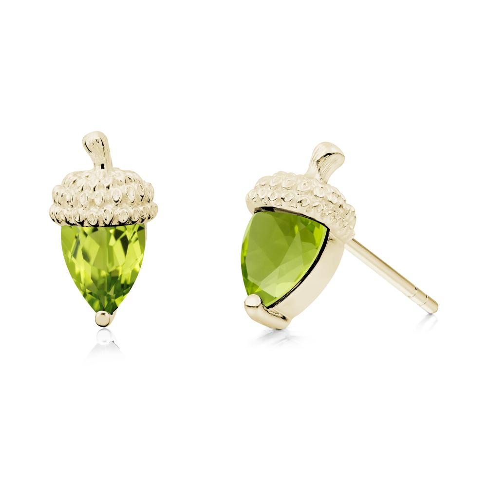 Pear Cut Peridot Acorn Stud Earrings - LUO Jewelry #metal_14k yellow gold