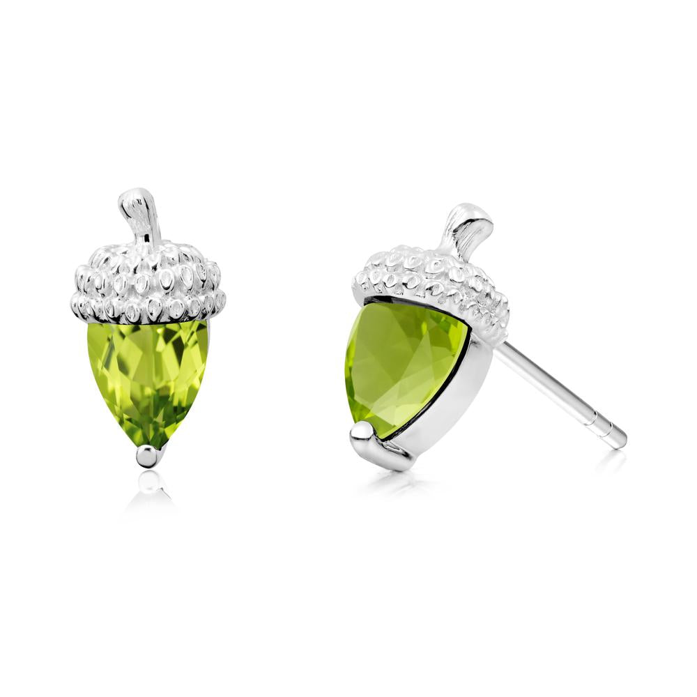Pear Cut Peridot Acorn Stud Earrings - LUO Jewelry #metal_18k white gold