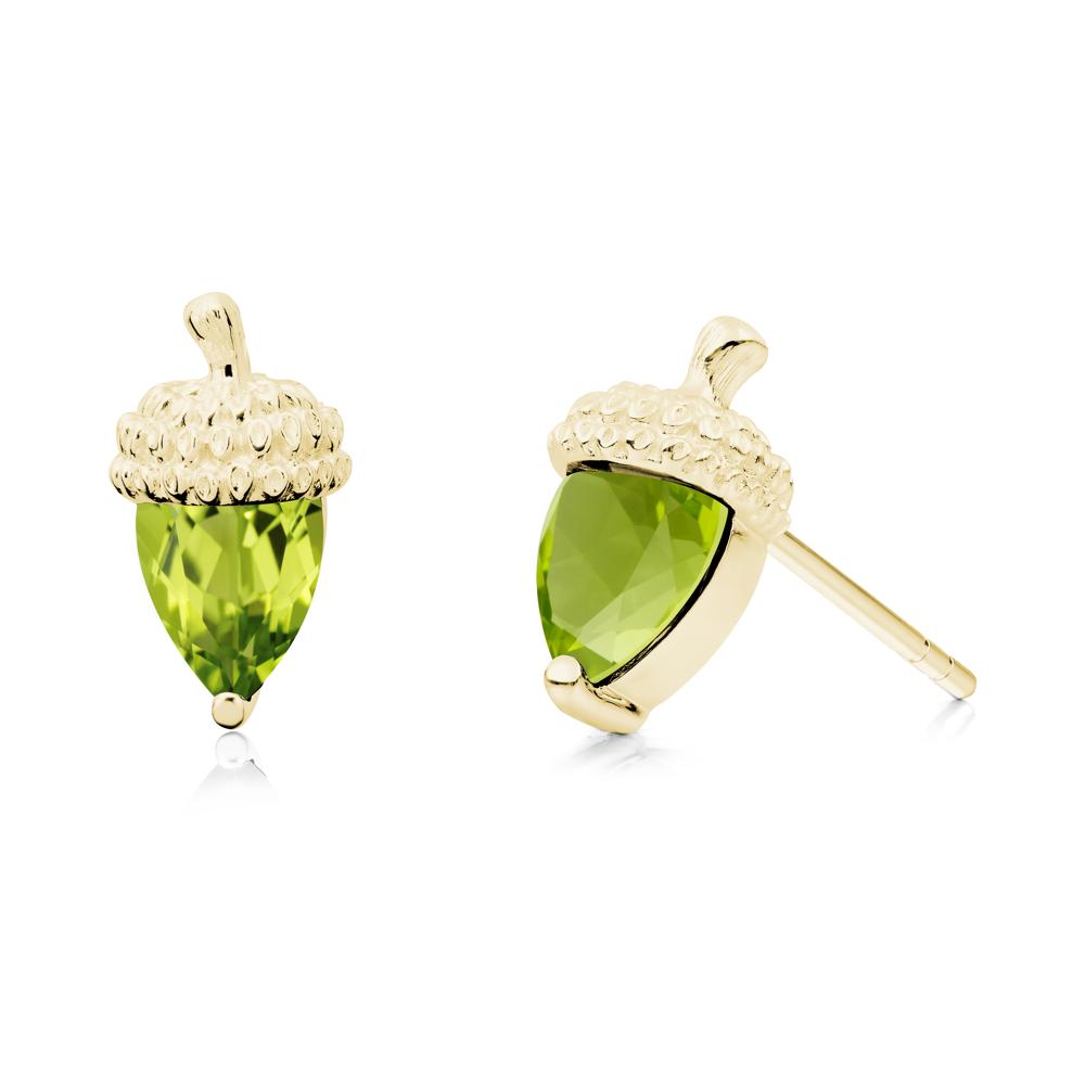Pear Cut Peridot Acorn Stud Earrings - LUO Jewelry #metal_18k yellow gold