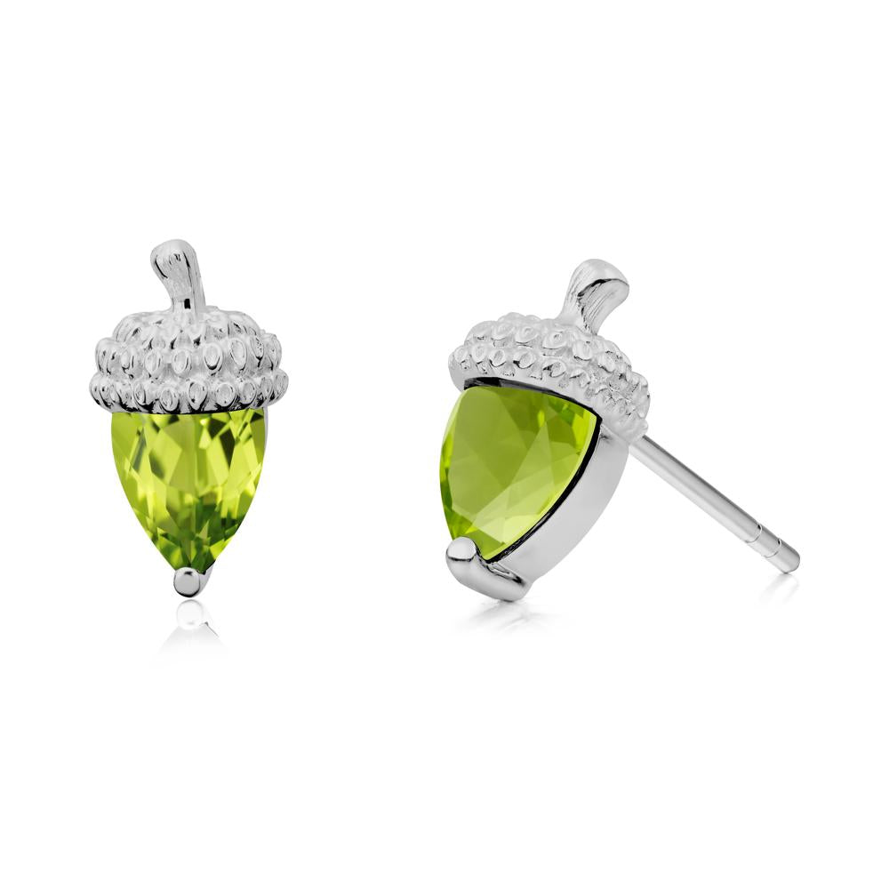 Pear Cut Peridot Acorn Stud Earrings - LUO Jewelry #metal_platinum