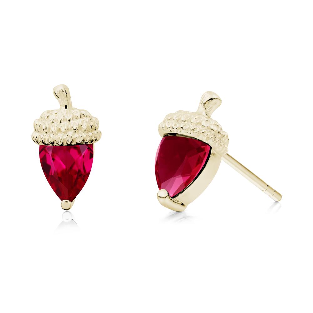 Pear Cut Ruby Acorn Stud Earrings - LUO Jewelry #metal_14k yellow gold