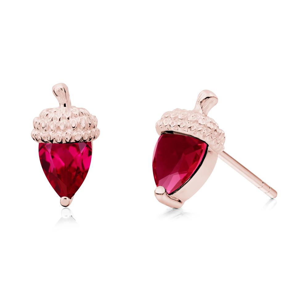 Pear Cut Ruby Acorn Stud Earrings - LUO Jewelry #metal_18k rose gold