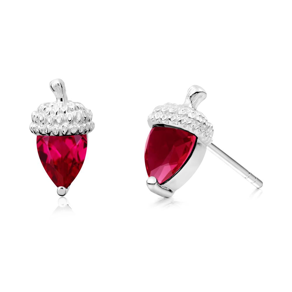 Pear Cut Ruby Acorn Stud Earrings - LUO Jewelry #metal_18k white gold