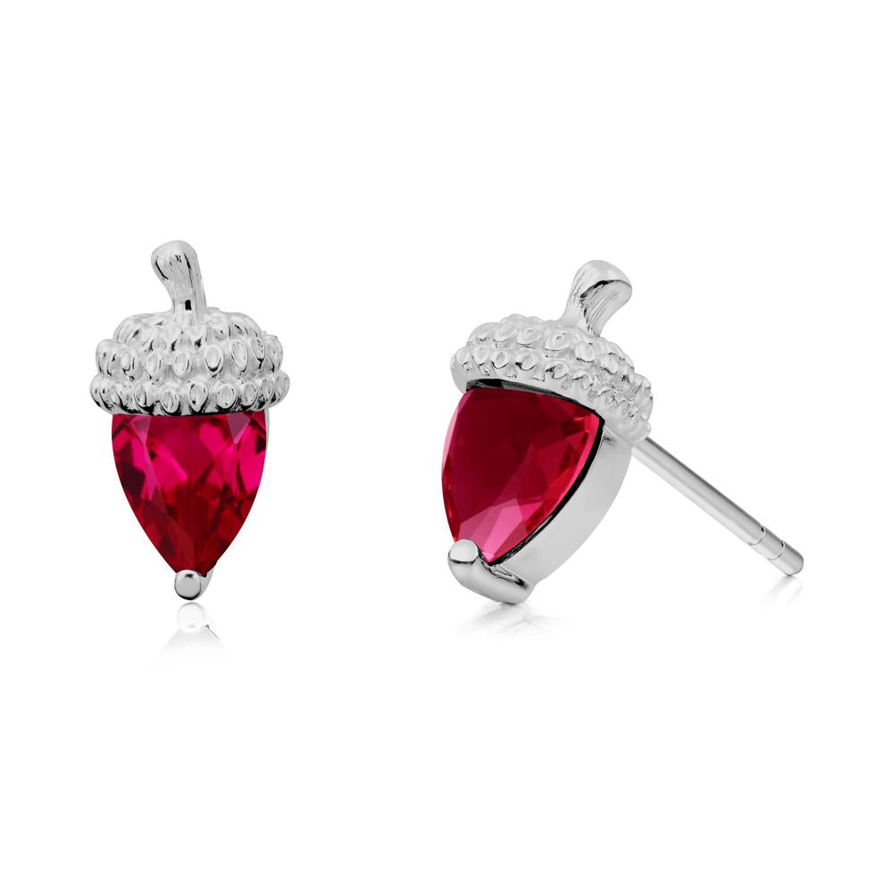 Pear Cut Ruby Acorn Stud Earrings - LUO Jewelry #metal_platinum