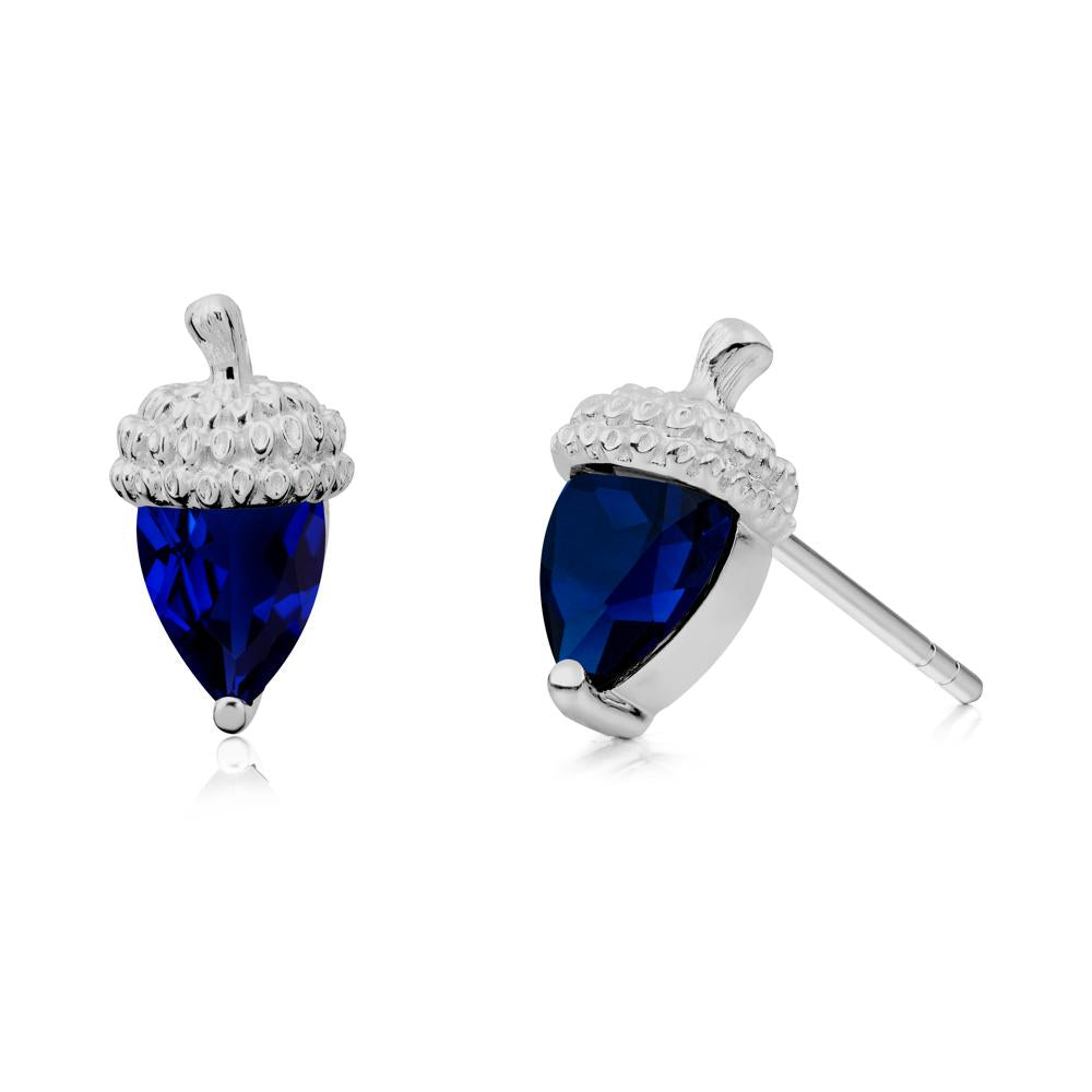 Sapphire Acorn Earrings - LUO Jewelry #metal_platinum