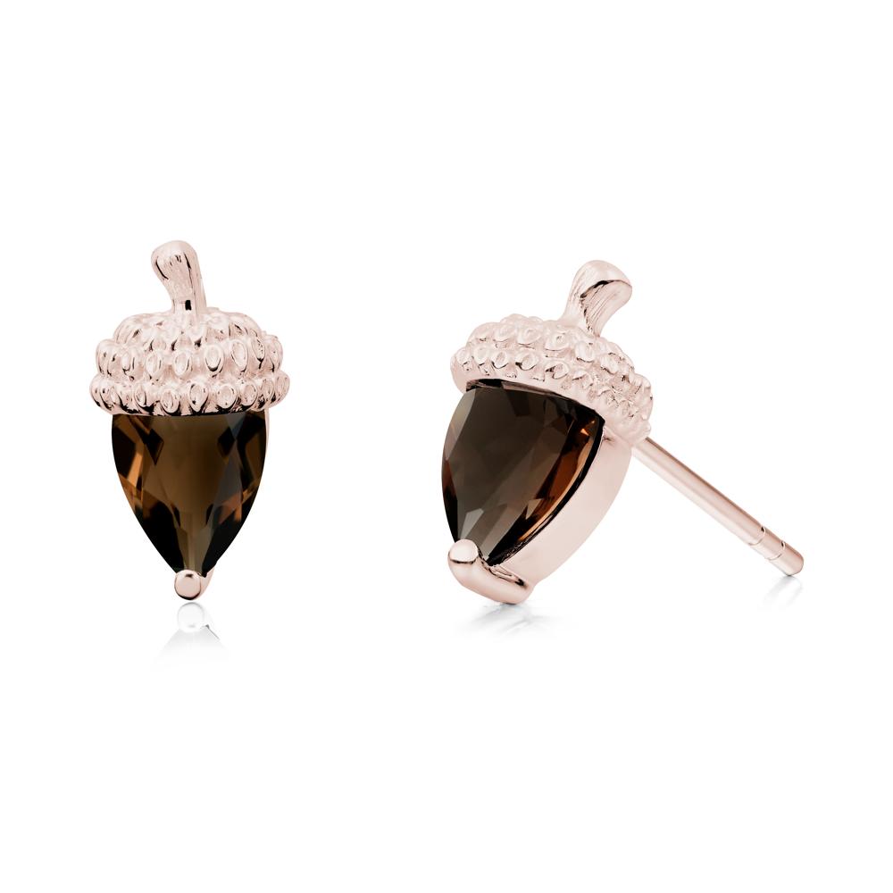 Pear Cut Smoky Quartz Acorn Stud Earrings - LUO Jewelry #metal_14k rose gold