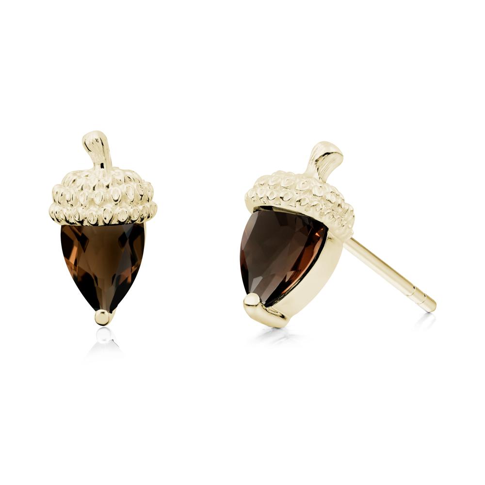 Pear Cut Smoky Quartz Acorn Stud Earrings - LUO Jewelry #metal_14k yellow gold
