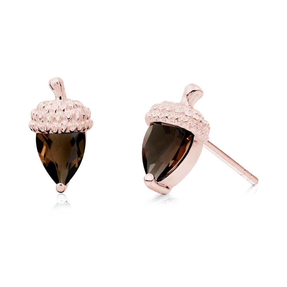 Pear Cut Smoky Quartz Acorn Stud Earrings - LUO Jewelry #metal_18k rose gold