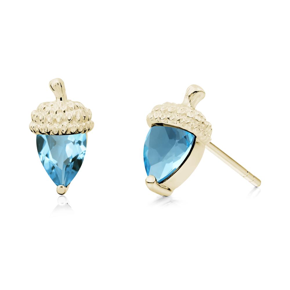 Swiss Blue Topaz Acorn Earrings - LUO Jewelry #metal_14k yellow gold