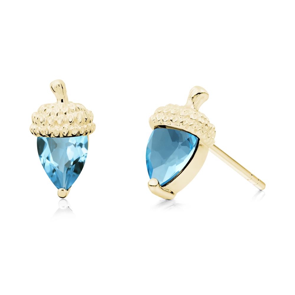 Swiss Blue Topaz Acorn Earrings - LUO Jewelry #metal_18k yellow gold