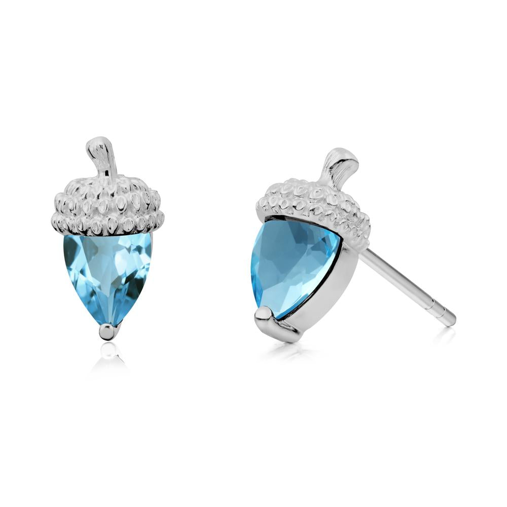 Swiss Blue Topaz Acorn Earrings - LUO Jewelry #metal_platinum